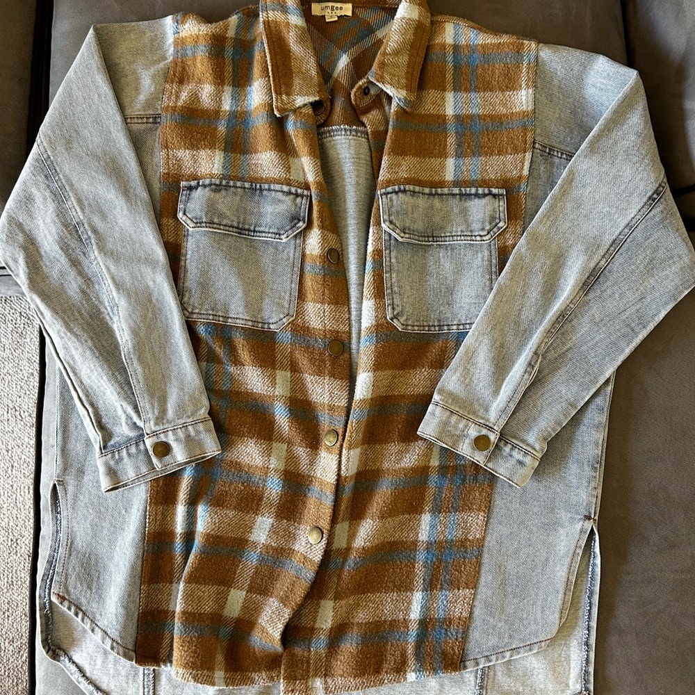 Plaid Button-Up Shirt Jacket